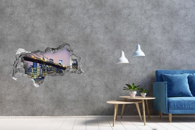 Sticker effetto rottura muro Ponte di Brooklyn di notte