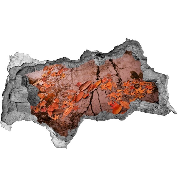 Adesivo con vista dietro il muro Superficie dell'acqua autunnale