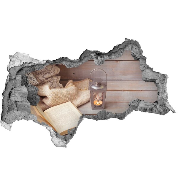 Adesivo con vista dietro il muro Un angolo accogliente con una lanterna