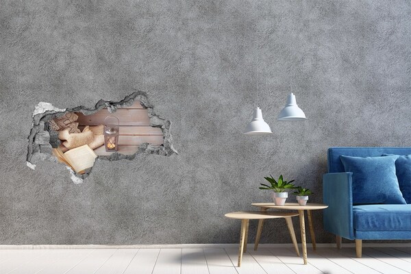 Adesivo con vista dietro il muro Un angolo accogliente con una lanterna