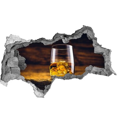 Sticker effetto rottura muro Un bicchiere di whisky con ghiaccio