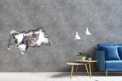 Sticker effetto rottura muro Gattino in un buco nel muro