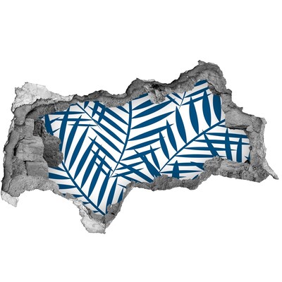 Sticker effetto rottura muro Foglie tropicali in un buco nel muro
