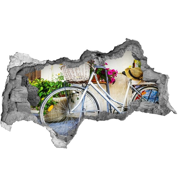 Decorazione da parete buco nel muro Una bicicletta in un contesto floreale
