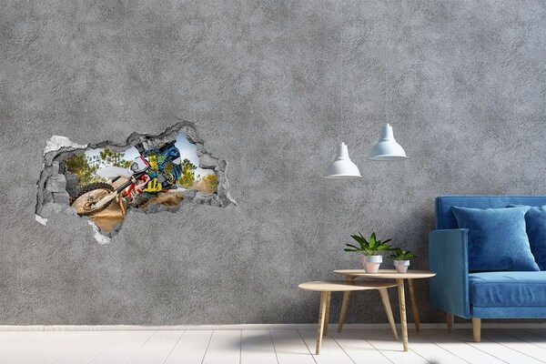 Adesivo con vista dietro il muro Motocross in azione