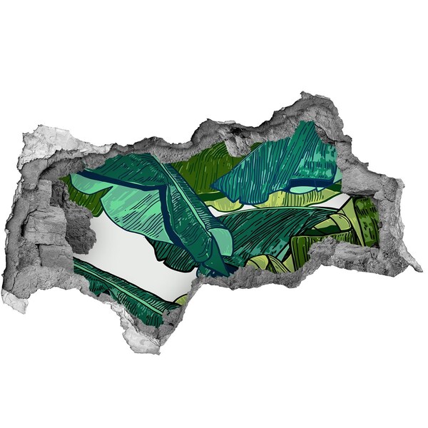 Adesivo con vista dietro il muro Giardino tropicale con foglie di banano