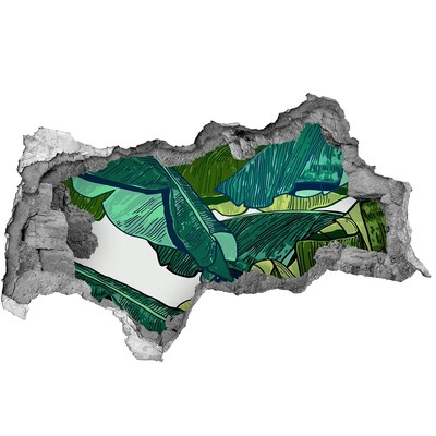 Adesivo con vista dietro il muro Giardino tropicale con foglie di banano