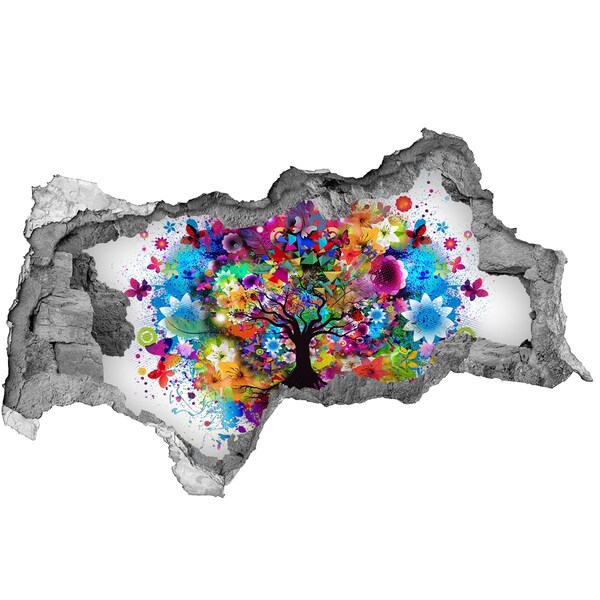 Sticker effetto rottura muro Albero della vita colorato