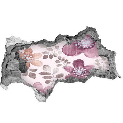 Adesivo con vista dietro il muro Motivo floreale su sfondo rosa