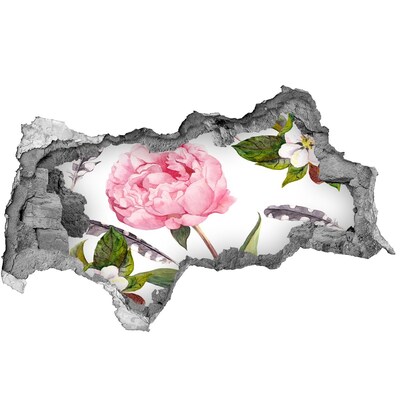 Decorazione da parete buco nel muro Murale floreale attraverso un buco nel muro