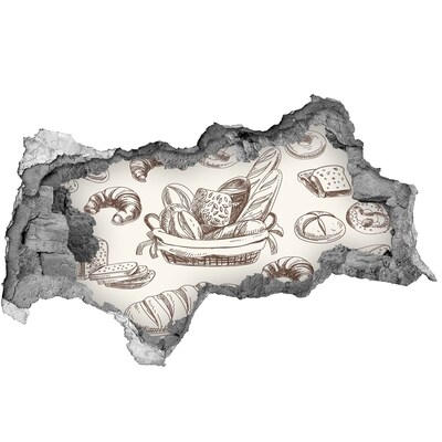 Sticker effetto rottura muro Cestino con il pane