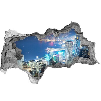Sticker effetto rottura muro Veduta notturna della città