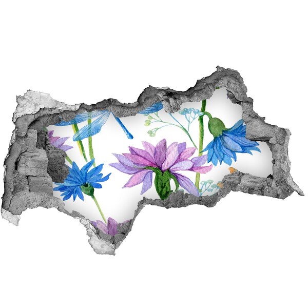 Sticker effetto rottura muro Murale floreale nel buco nel muro