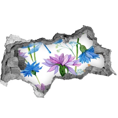 Sticker effetto rottura muro Murale floreale nel buco nel muro