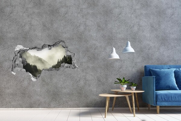 Sticker effetto rottura muro Paesaggio montano tra le nuvole