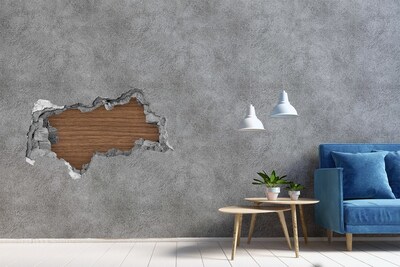 Decorazione da parete buco nel muro Muro danneggiato con interni in legno