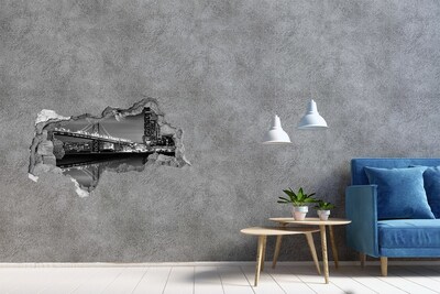 Adesivo con vista dietro il muro Golden Gate Bridge di notte