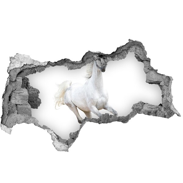 Decorazione da parete buco nel muro Un cavallo bianco in fuga