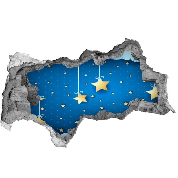 Adesivo con vista dietro il muro Cielo notturno con stelle dorate