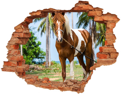 Adesivo murale buco 3D Un cavallo ai tropici