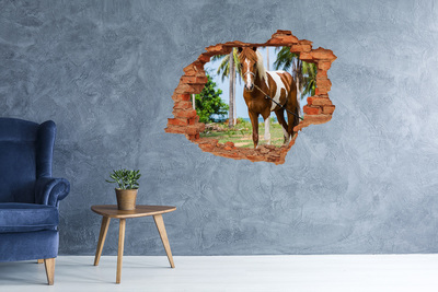 Adesivo murale buco 3D Un cavallo ai tropici