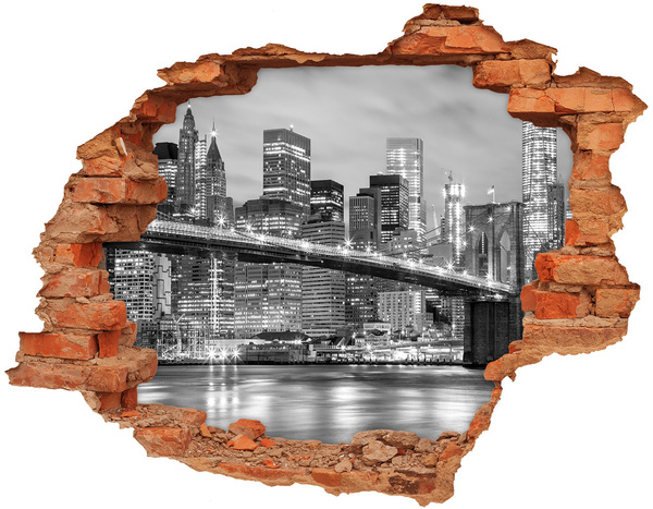 Adesivo effetto buco nel muro Il ponte di Brooklyn a New York