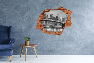 Adesivo effetto buco nel muro Il ponte di Brooklyn a New York