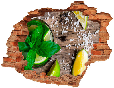 Adesivo murale buco 3D Un cocktail rinfrescante al lime