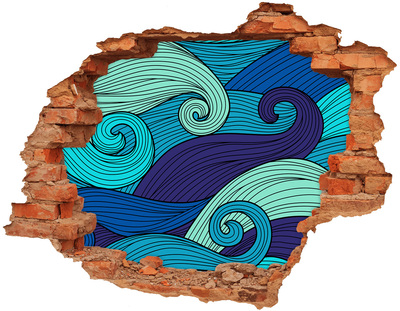 Adesivo murale buco 3D Onde nell'oceano