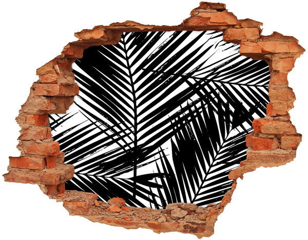 Adesivo murale buco 3D Foglie tropicali in un buco nel muro