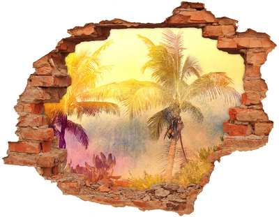 Adesivo effetto buco nel muro Oasi tropicale dietro le mura