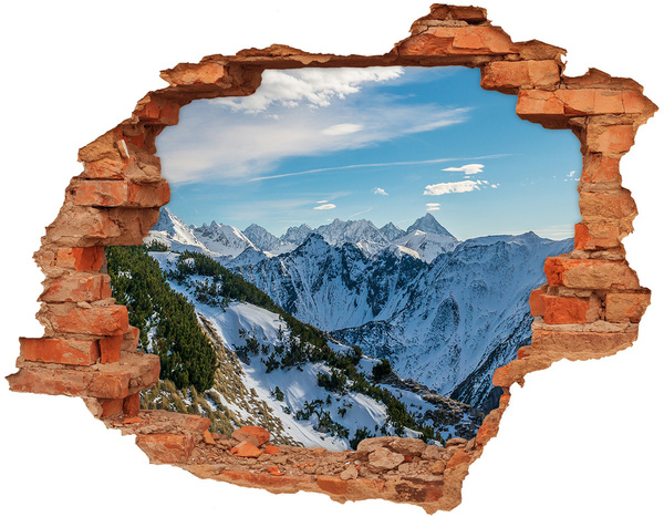 Adesivo murale buco 3D Paesaggio montano invernale