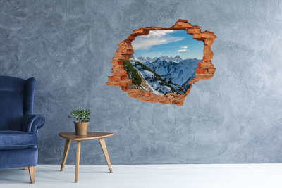 Adesivo murale buco 3D Paesaggio montano invernale