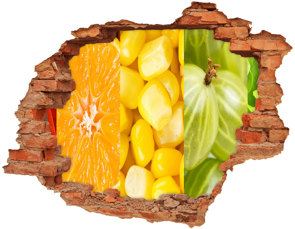 Adesivo effetto buco nel muro Murale di frutta in un buco nel muro