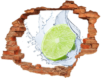 Adesivo con buco sbrecciato Lime succoso in acqua