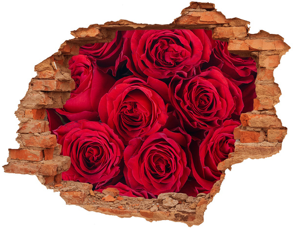 Adesivo effetto buco nel muro Rose in un muro in rovina