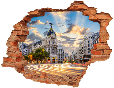 Adesivo effetto buco nel muro Il fascino di Madrid al tramonto