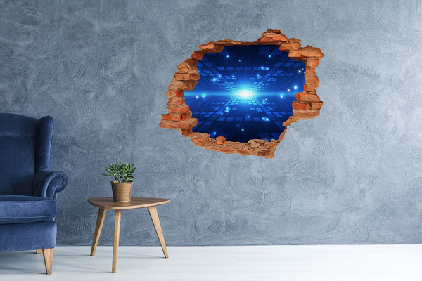 Adesivo murale buco 3D Spazio digitale dietro il muro