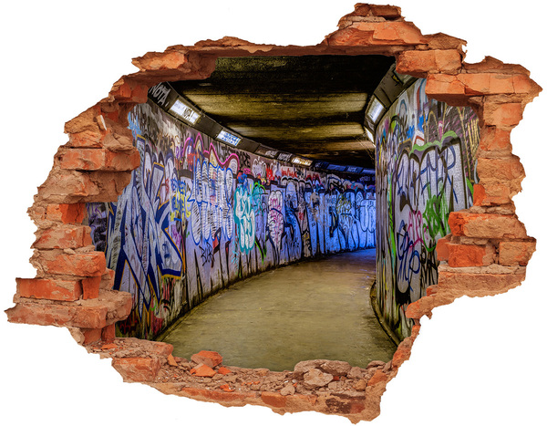 Adesivo effetto buco nel muro Graffiti in un tunnel cittadino
