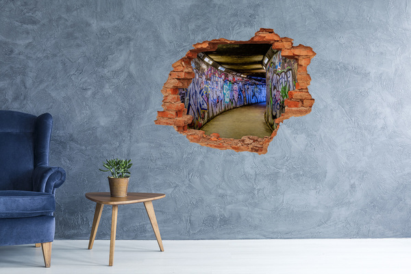 Adesivo effetto buco nel muro Graffiti in un tunnel cittadino