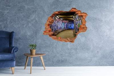 Adesivo effetto buco nel muro Graffiti in un tunnel cittadino