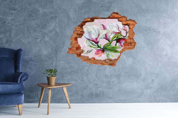 Adesivo murale buco 3D Un paradiso di fiori dietro il muro