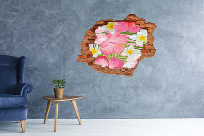 Adesivo effetto buco nel muro Un paradiso di fiori dietro il muro