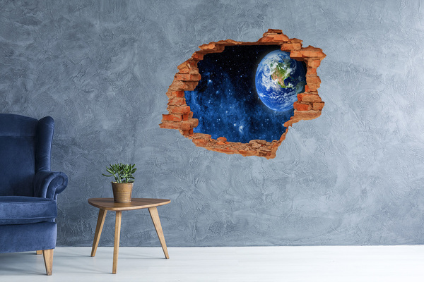 Adesivo murale buco 3D Vista cosmica da un buco nel muro