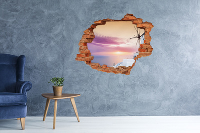 Adesivo con buco sbrecciato Veduta dell'isola greca