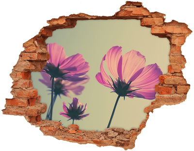 Adesivo con buco sbrecciato Fiori che spuntano da un buco nel muro
