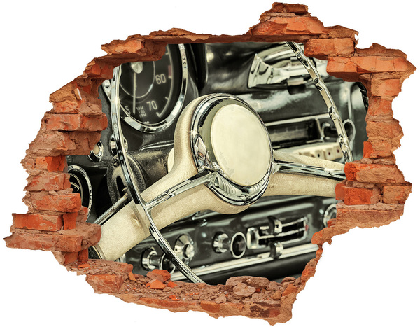 Adesivo con buco sbrecciato L'elegante abitacolo di un'auto classica