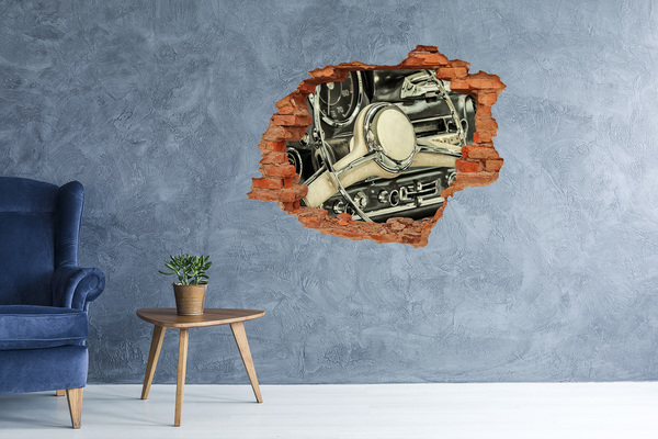 Adesivo con buco sbrecciato L'elegante abitacolo di un'auto classica