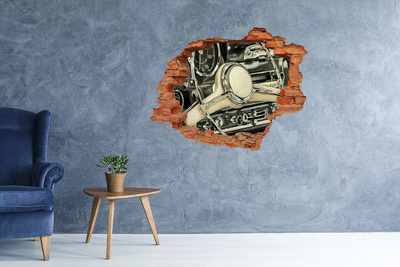 Adesivo con buco sbrecciato L'elegante abitacolo di un'auto classica