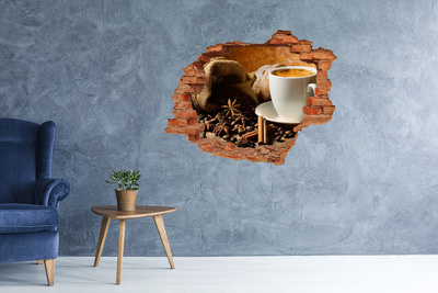 Adesivo effetto buco nel muro Caffè e pane fresco